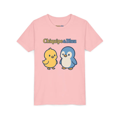 Chiquipe & Bluu Youth Tee - Cute Cartoon Friends Design, Kids T-Shirt, Gift for Children, Playtime Apparel, Summer Wear