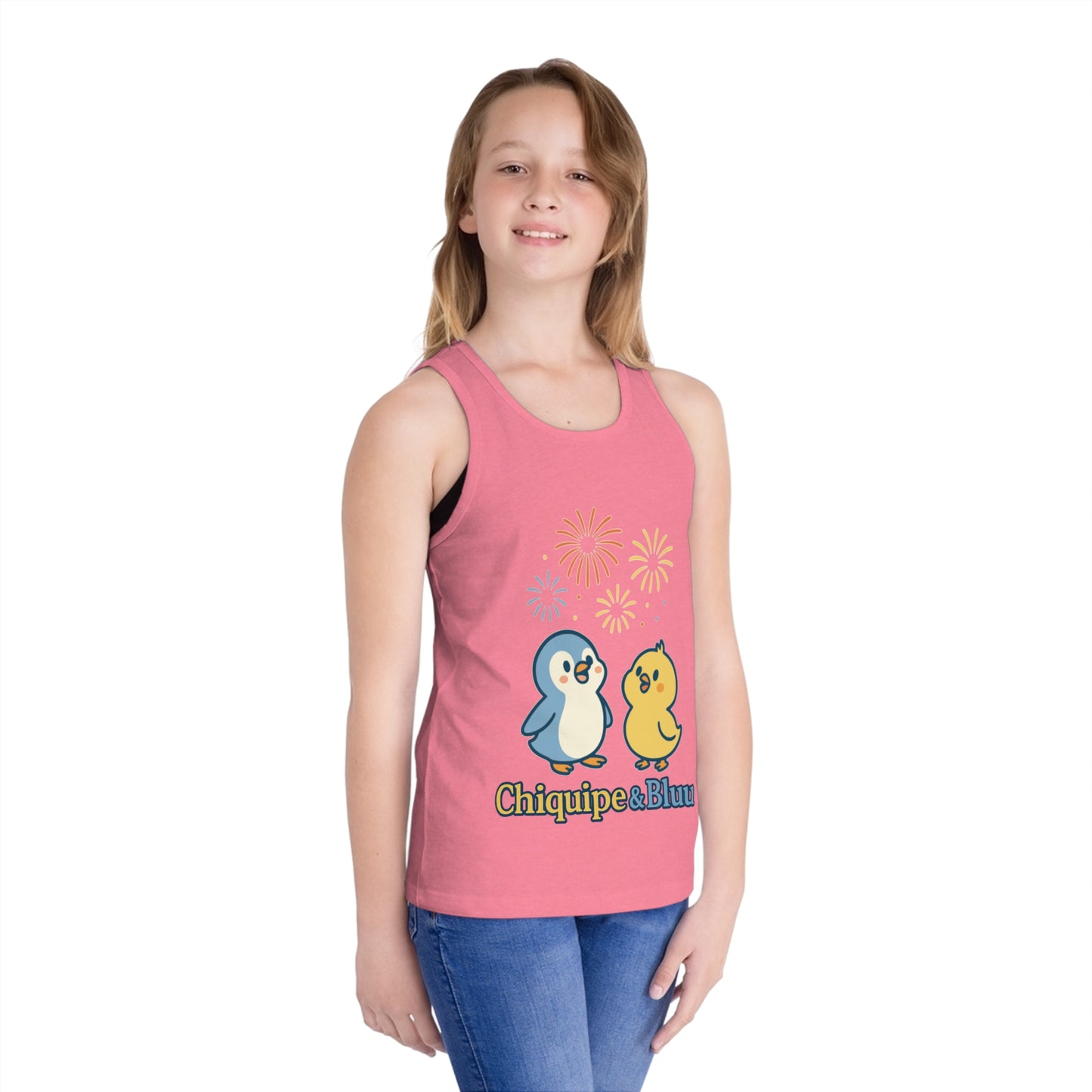 Festive Animal Print Kid's Jersey Tank Top, Summer Outing, Birthday Gift, Cute Cartoon Top, Playful Design, Kids Apparel