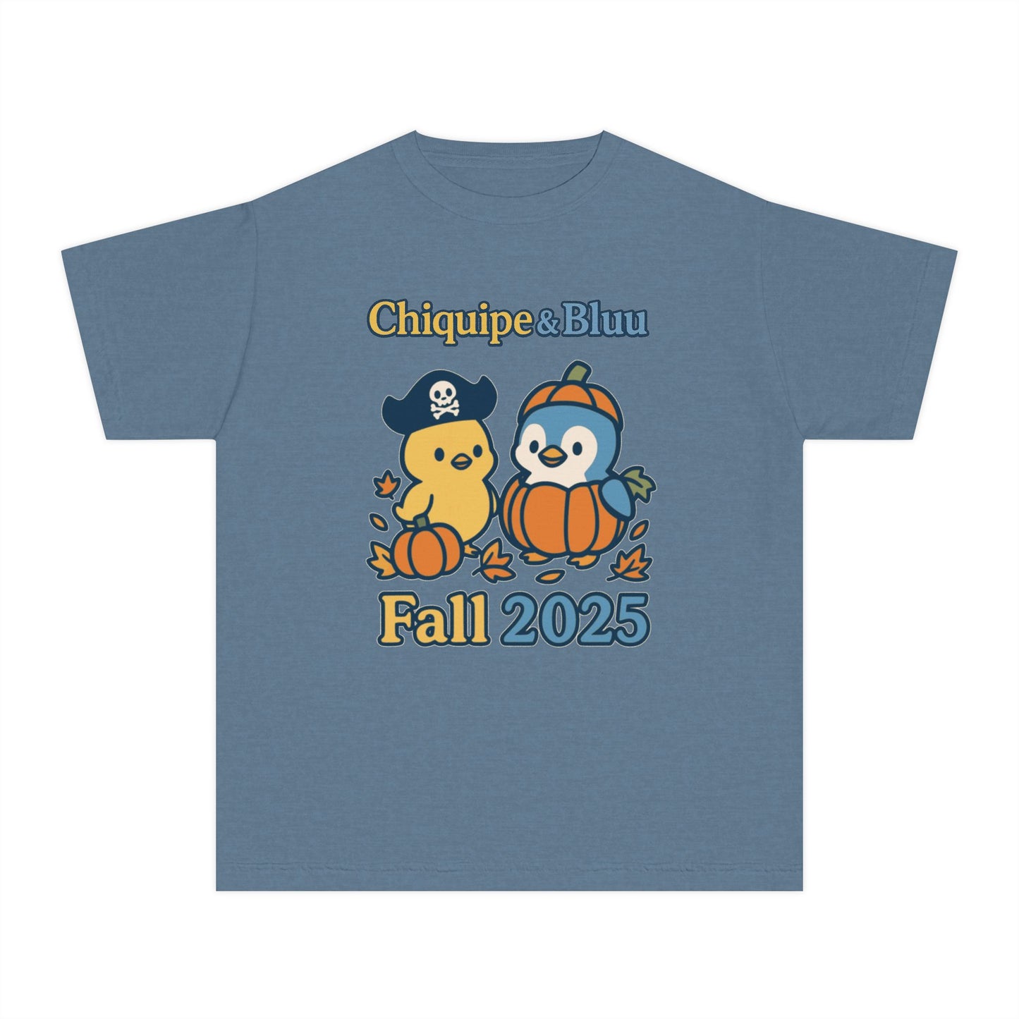 Adorable Fall Youth Tee, Cute Pirate and Penguin Design, Kids Halloween Shirt, Autumn Apparel, Seasonal Graphic Tee
