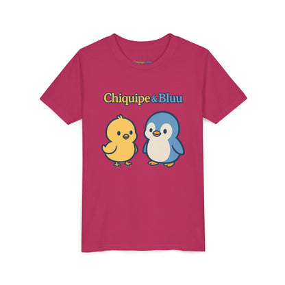 Chiquipe & Bluu Youth Tee - Cute Cartoon Friends Design, Kids T-Shirt, Gift for Children, Playtime Apparel, Summer Wear