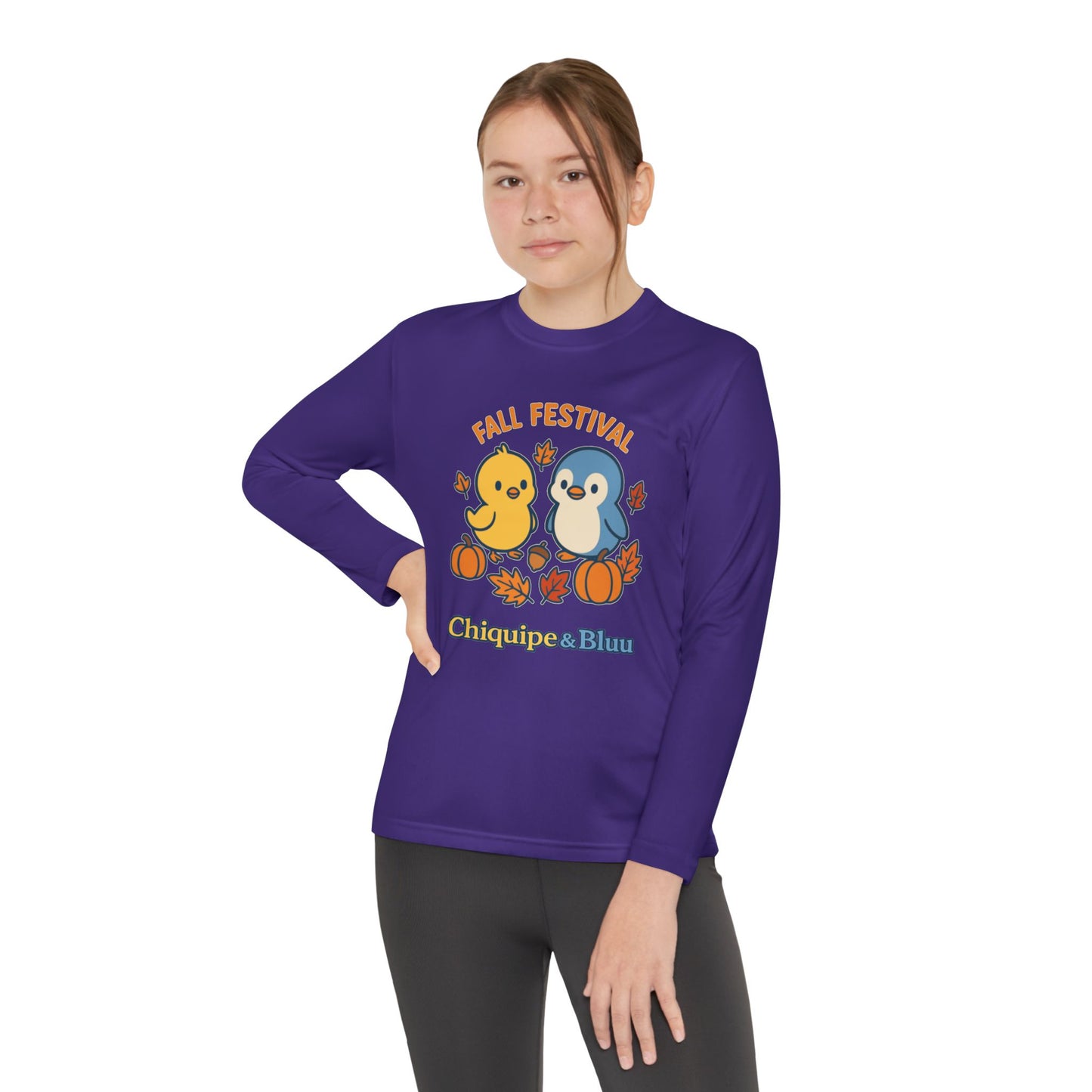 Fall Festival Youth Long Sleeve Tee, Cute Autumn Shirt for Kids, Perfect for Thanksgiving, Halloween, Family Gatherings, Cozy Casual Wear