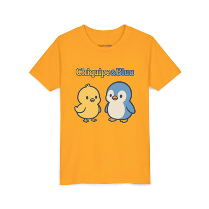 Chiquipe & Bluu Youth Tee - Cute Cartoon Friends Design, Kids T-Shirt, Gift for Children, Playtime Apparel, Summer Wear
