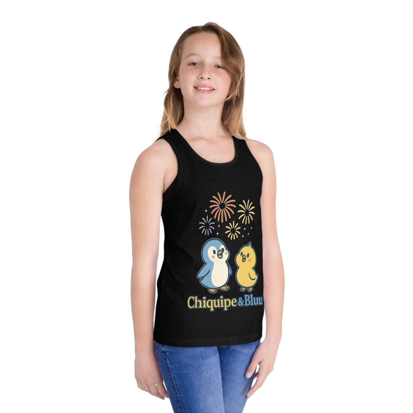 Festive Animal Print Kid's Jersey Tank Top, Summer Outing, Birthday Gift, Cute Cartoon Top, Playful Design, Kids Apparel