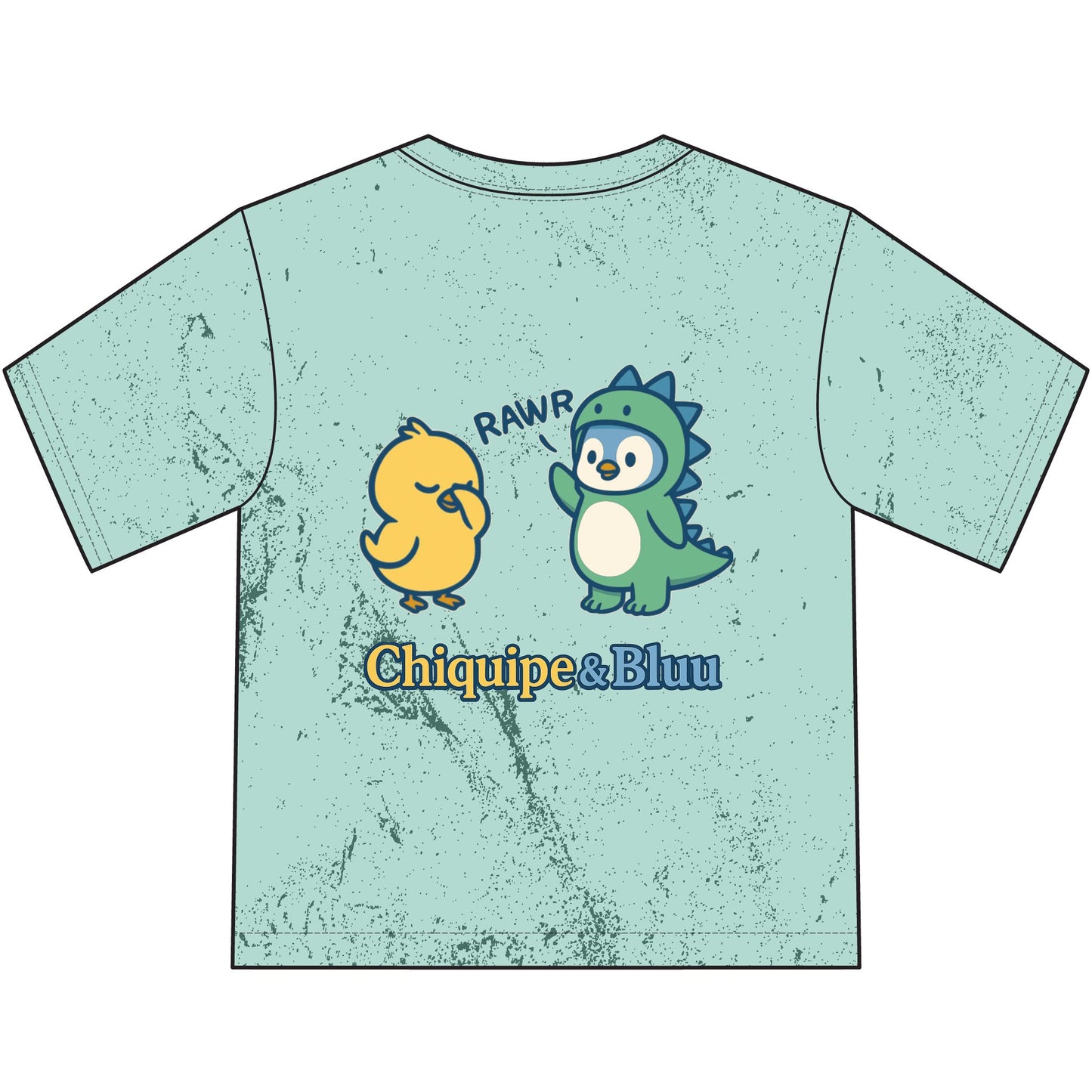 Kids T-Shirt — "Chiquipe & Bluu" Cute Dino & Chick Graphic Youth Tee