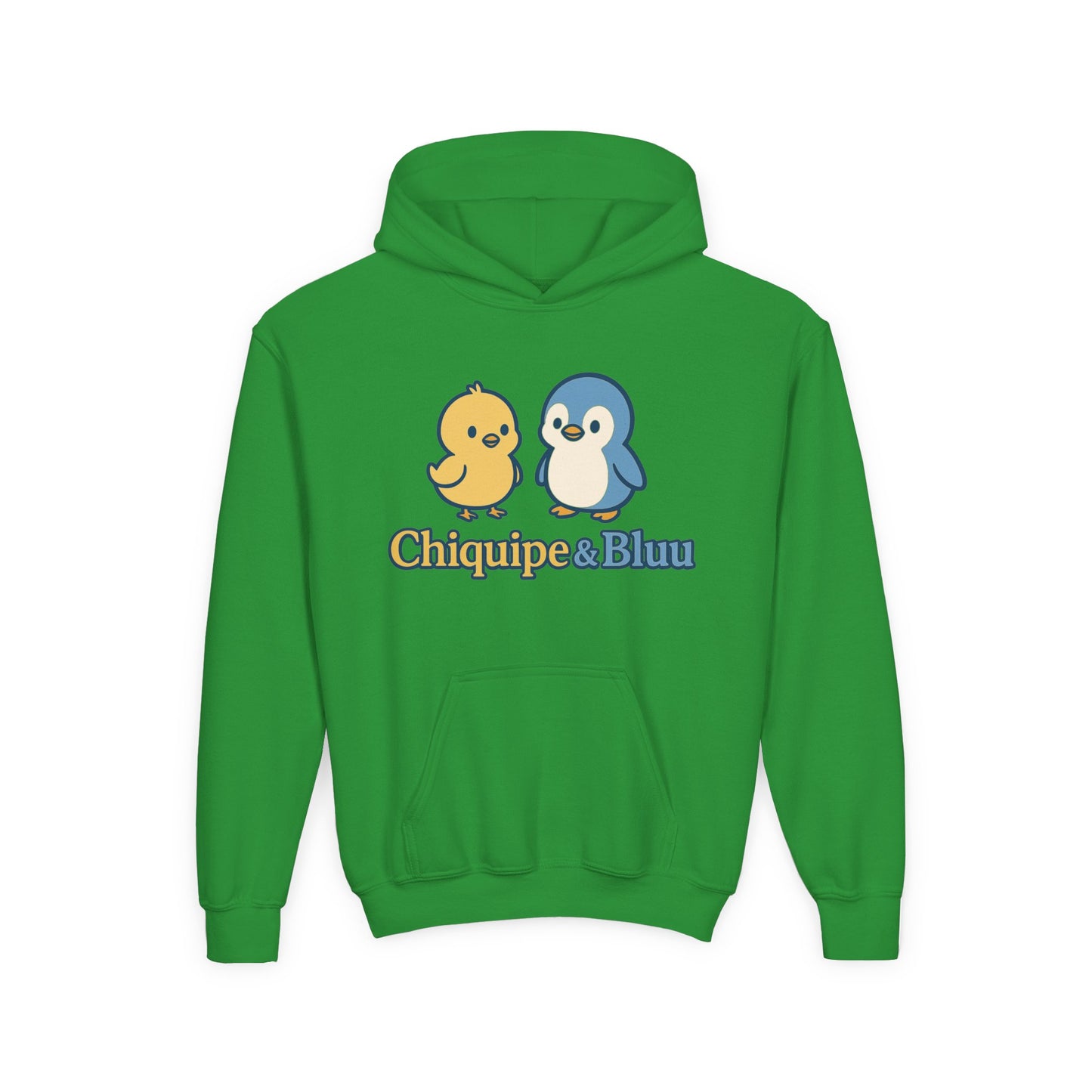 Youth Hoodie with Cute Character Design - Cozy Gift for Kids, Casual Wear, Birthday, Holiday, Fun Apparel, Chiquipe & Bluu