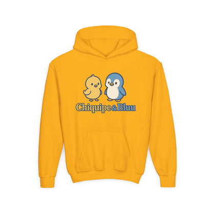 Youth Hoodie with Cute Character Design - Cozy Gift for Kids, Casual Wear, Birthday, Holiday, Fun Apparel, Chiquipe & Bluu