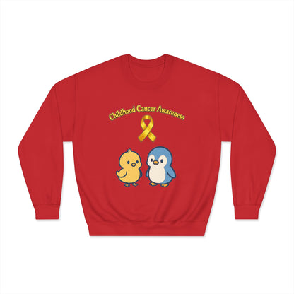 Childhood Cancer Awareness Crewneck Sweatshirt — Gold Ribbon with Chiquipe&Bluu