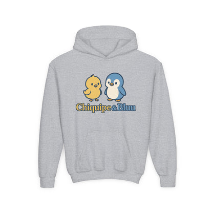 Youth Hoodie with Cute Character Design - Cozy Gift for Kids, Casual Wear, Birthday, Holiday, Fun Apparel, Chiquipe & Bluu
