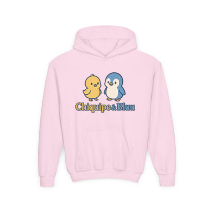 Youth Hoodie with Cute Character Design - Cozy Gift for Kids, Casual Wear, Birthday, Holiday, Fun Apparel, Chiquipe & Bluu