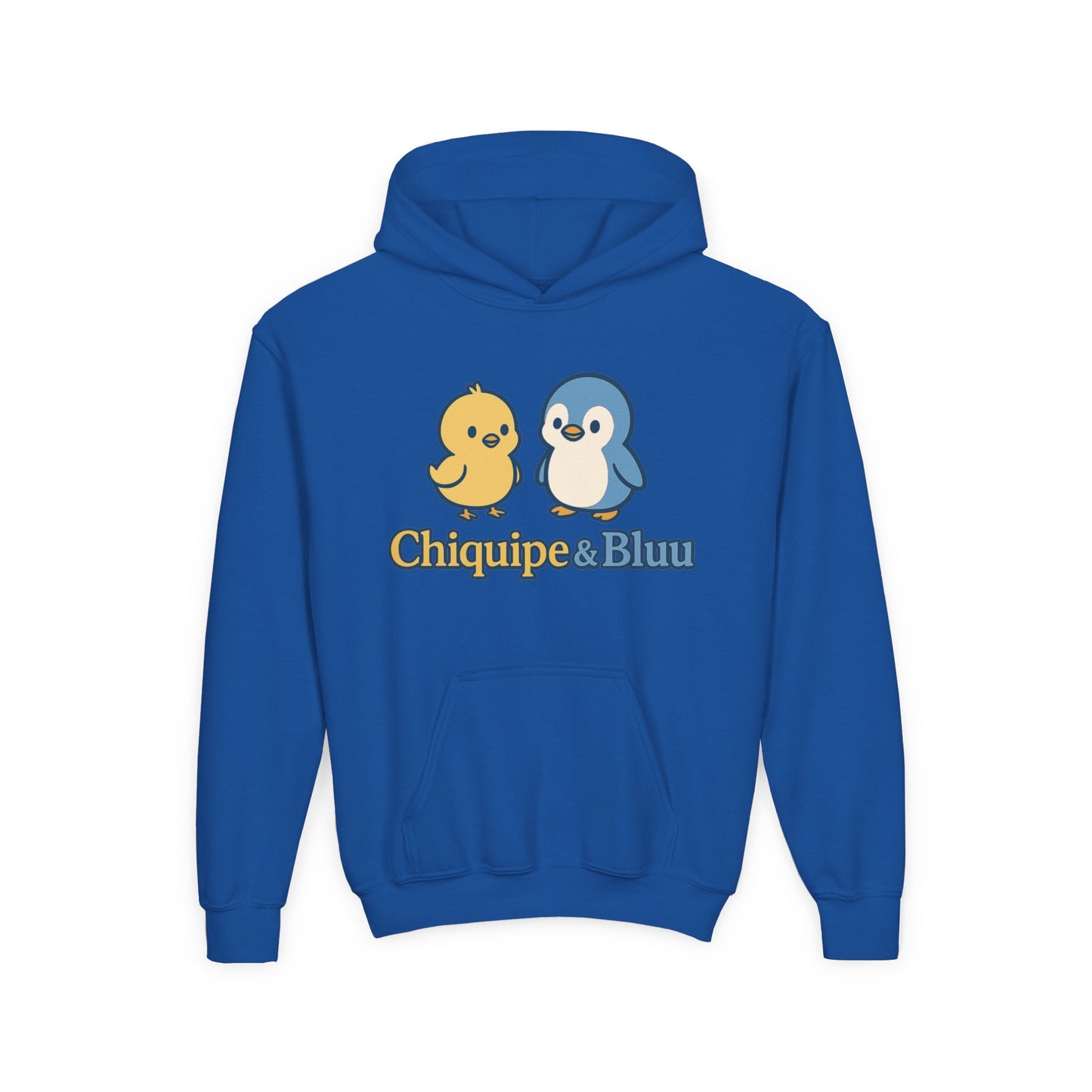 Youth Hoodie with Cute Character Design - Cozy Gift for Kids, Casual Wear, Birthday, Holiday, Fun Apparel, Chiquipe & Bluu